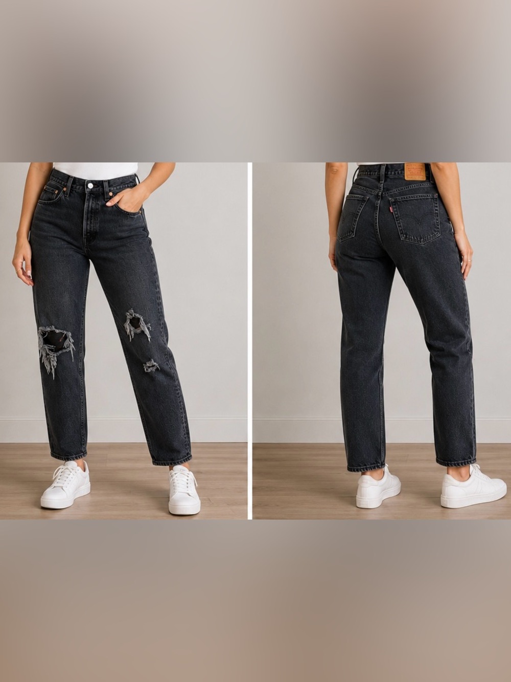 Levi’s 501 Original fit women’s jeans black wash distressed size W28 L28